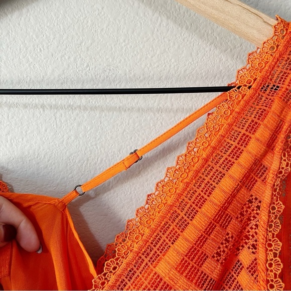 By Anthropologie Naranja Bright Orange Lace Maxi Dress Slip Small Beach Vacation - Picture 10 of 13